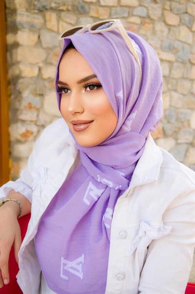 Lila Desenli Pratik  Şal