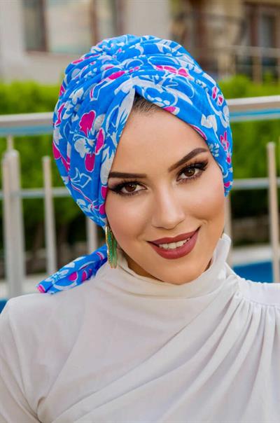 Mavi Desenli Tokalı Bone