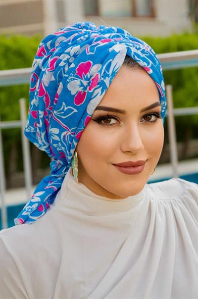 Mavi Desenli Tokalı Bone