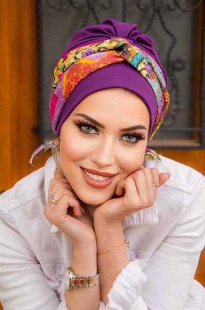 Taba Çizgi Desenli Bantlı Bone