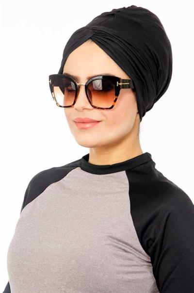 Orkide Gri Siyah Spor Desenli Tesettür Mayo