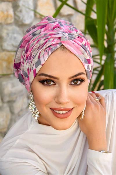 Pembe Gri Desenli Burgu Bone