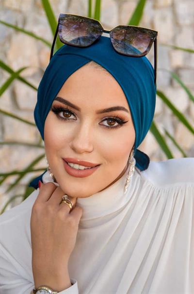 Petrol Mavi Hazır Çapraz Deniz - Havuz Deniz Bonesi