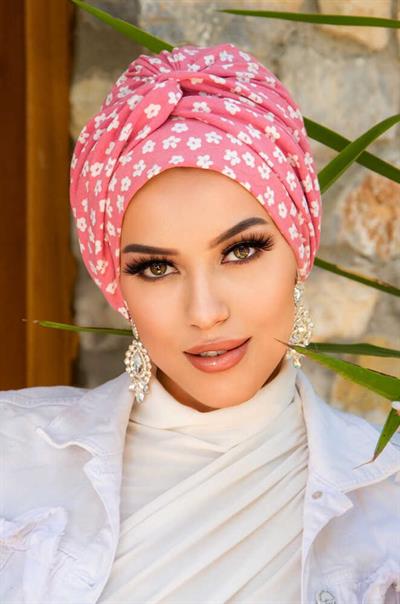 Pudra Çiçek Desen Burgu Detaylı Bone