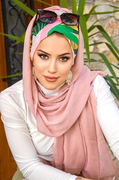 Pudra Desenli Bone Hazır Şal