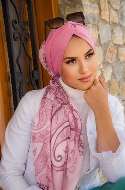 Pudra Desenli Dijital Baskı Hazır Şal - 50610