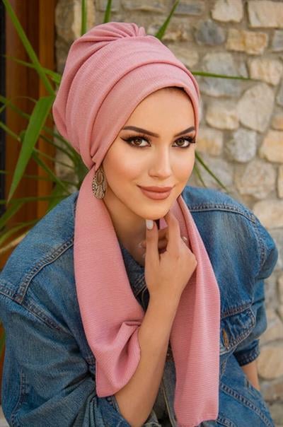 Pudra Krınkıl Atkılı Tesettür Bone