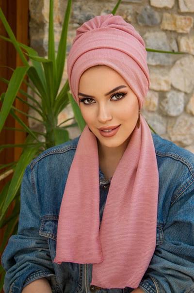 Pudra Krınkıl Atkılı Tesettür Bone