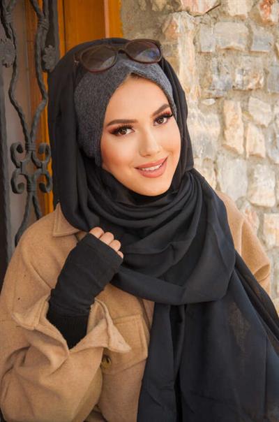 Siyah Antrasit Şal Eşarp