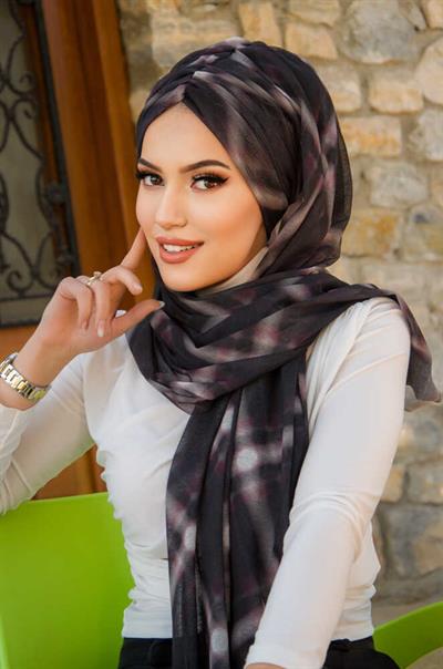 Siyah Batik Desen Hazır Şal