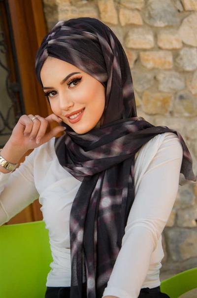 Siyah Batik Desen Hazır Şal