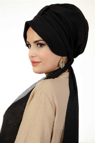 Siyah Fularlı Şapka Bone