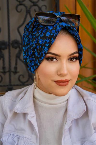 Siyah Mavi Desenli Şapka