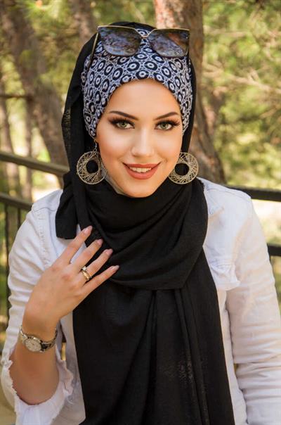 Siyah Puan Dantel Bone Hazır Şal