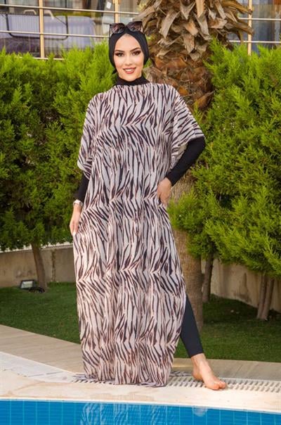 Siyah Zebra Tesettür Pareo