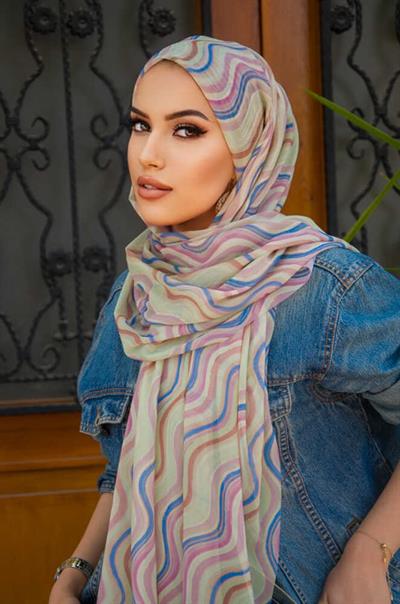 Soft Renkler Helezon Desenli Bone Hazır Şal