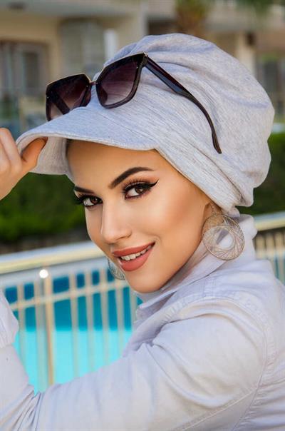 Spor Gri Tesettür Şapka Bone