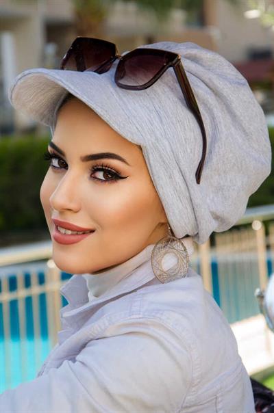 Spor Gri Tesettür Şapka Bone