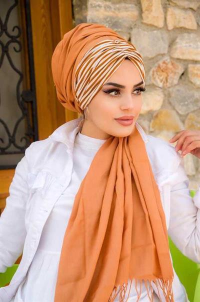 Taba Çizgi Desen Hazır Şal