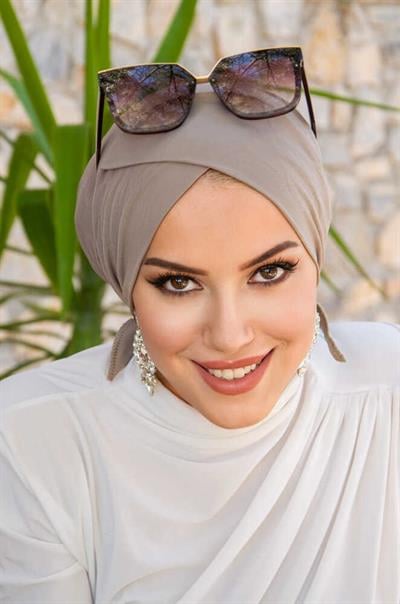 Taş Rengi Çapraz Bone / Deniz - Havuz Bonesi