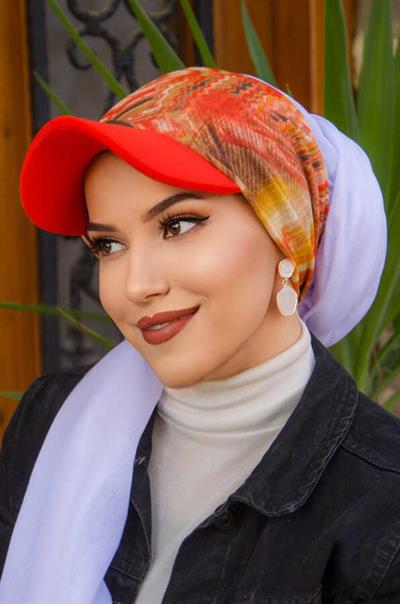 Turuncu Karma Desen Bone Bant - Bağcıklı