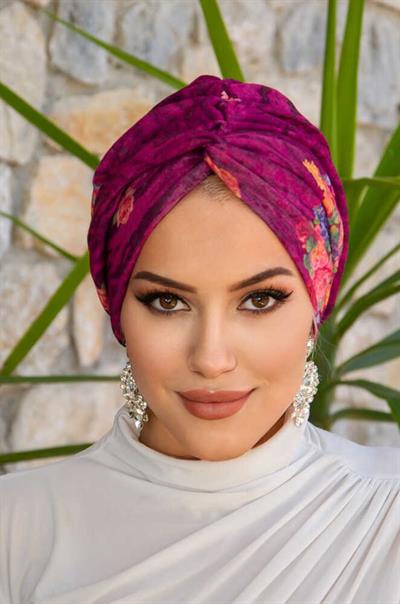 Vişne Desenli Hazır Burgu Düğüm Bone