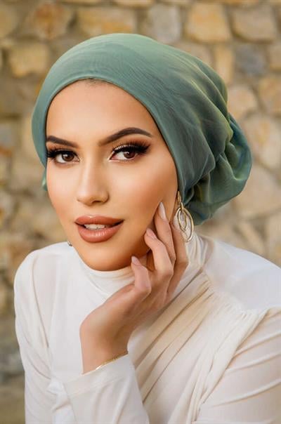 Yeşil Janjan Çağla Hazır Türban Bone