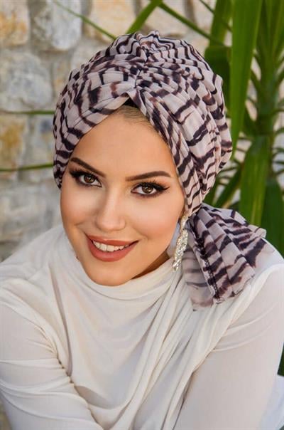 Zebra Desen Tül Tokalı Bone