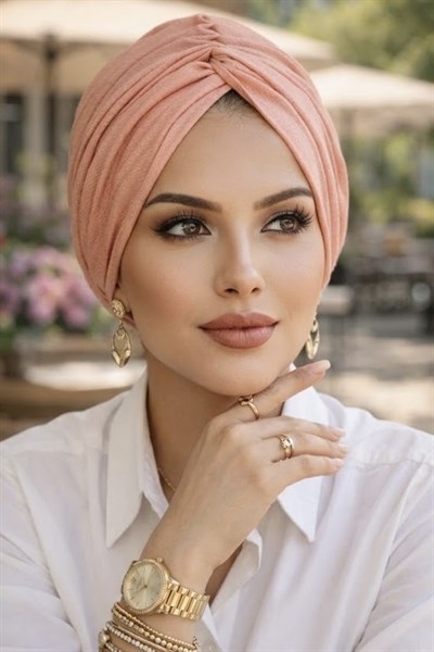 Açık Pudra Hazır Burgu Düğüm Bone