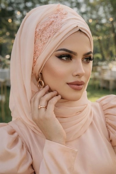 Açık Somon Güpürlü Abiye Şal