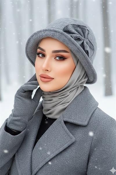 Antrasit Aksesuarlı Bucket Şapka - 30401