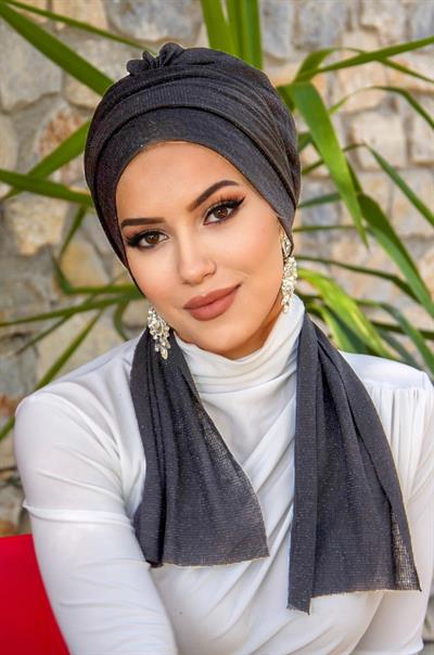 Antrasit Işıltılı Atkılı Bone