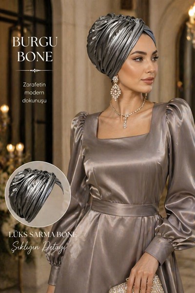 Antrasit Parlak Hazır Burgu Düğüm Bone