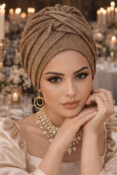 Bakır Simli Burgu Detaylı Abiye Bone