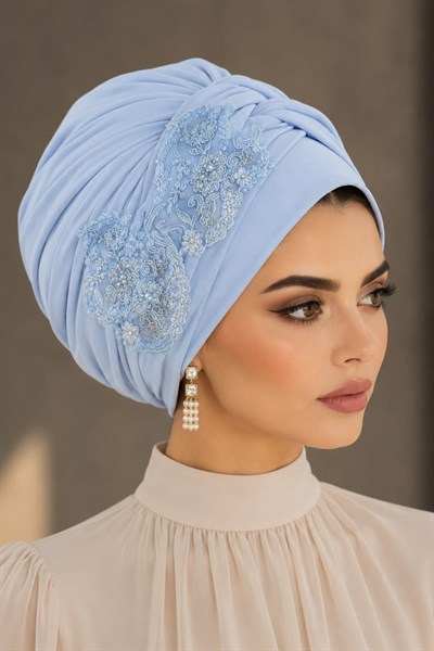 Bebe Mavi Detaylı Abiye Burgu Bone