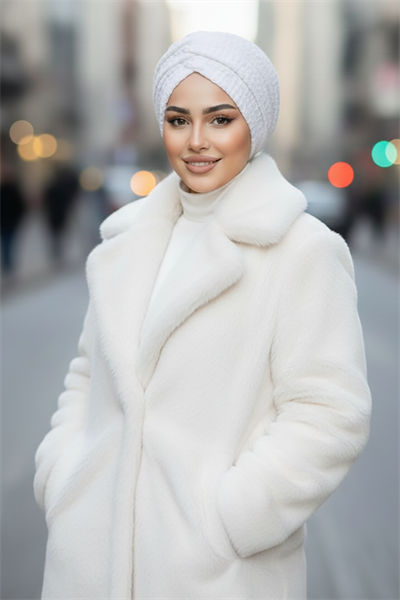 Beyaz Kabartma Desen Büzgülü Salaş Bone