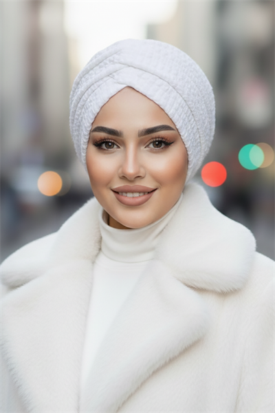 Beyaz Kabartma Desen Büzgülü Salaş Bone