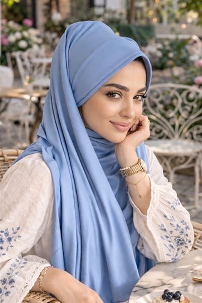 Bebe Mavi Şapkalı Şal