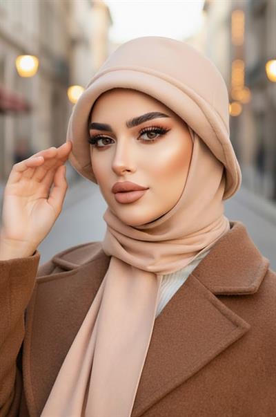 Bej Atkılı Vintage Şapka