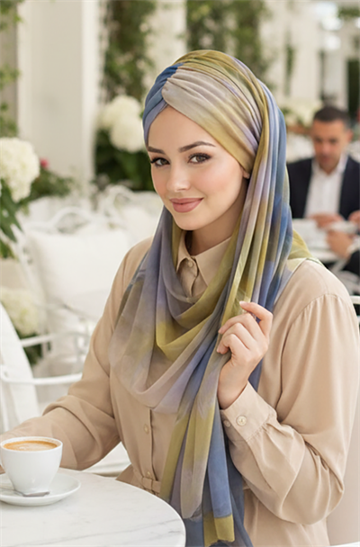 Bej Haki Batik Desen Hazır Şal