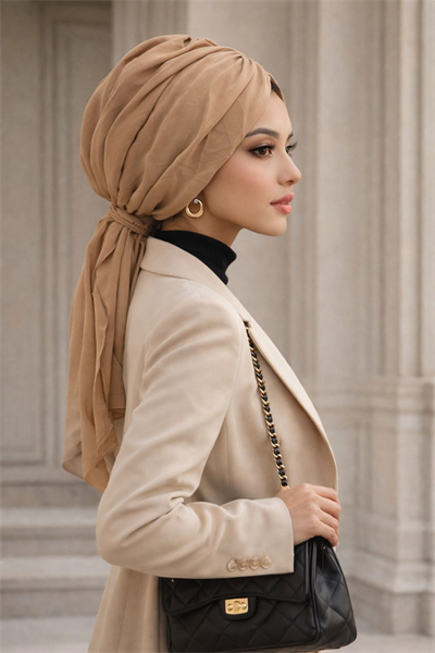 Bej Şifon Tokalı Bone