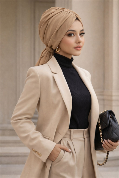 Bej Şifon Tokalı Bone