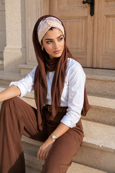Kahve Batik Desen Hazır Şal