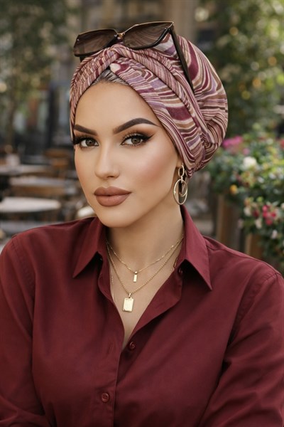 Bej Vişne Spiral Desen Burgu Bone