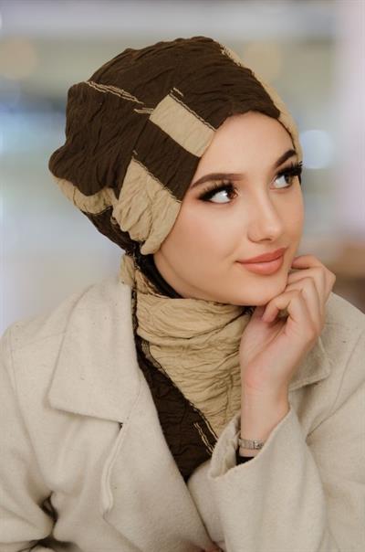 Kahve Bej  Kapitone Tesettür Bere Ve Etol Takım