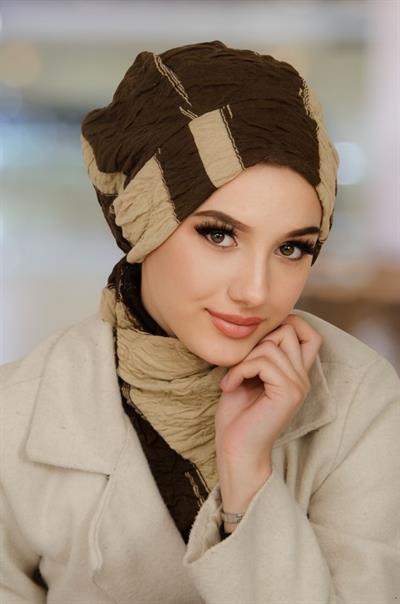 Kahve Bej  Kapitone Tesettür Bere Ve Etol Takım