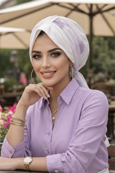 Beyaz Batik Desen Şapka Bone