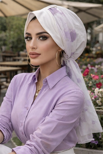 Beyaz Batik Desen Şapka Bone