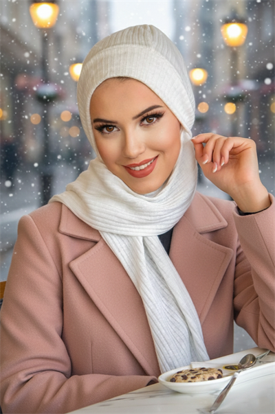 Beyaz Fitilli Tesettür Bere