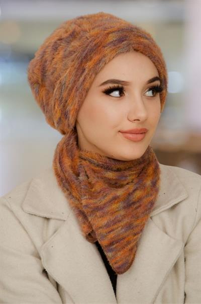 Taba Tonlu Yumoş Tesettür Bere Ve Etol Takım